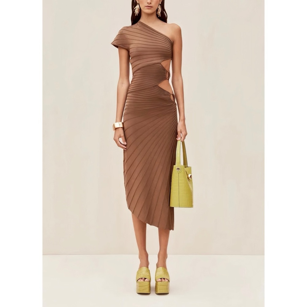 NWT Cult Gaia Knit Midi Cut-Out Brown Lurenz Dress